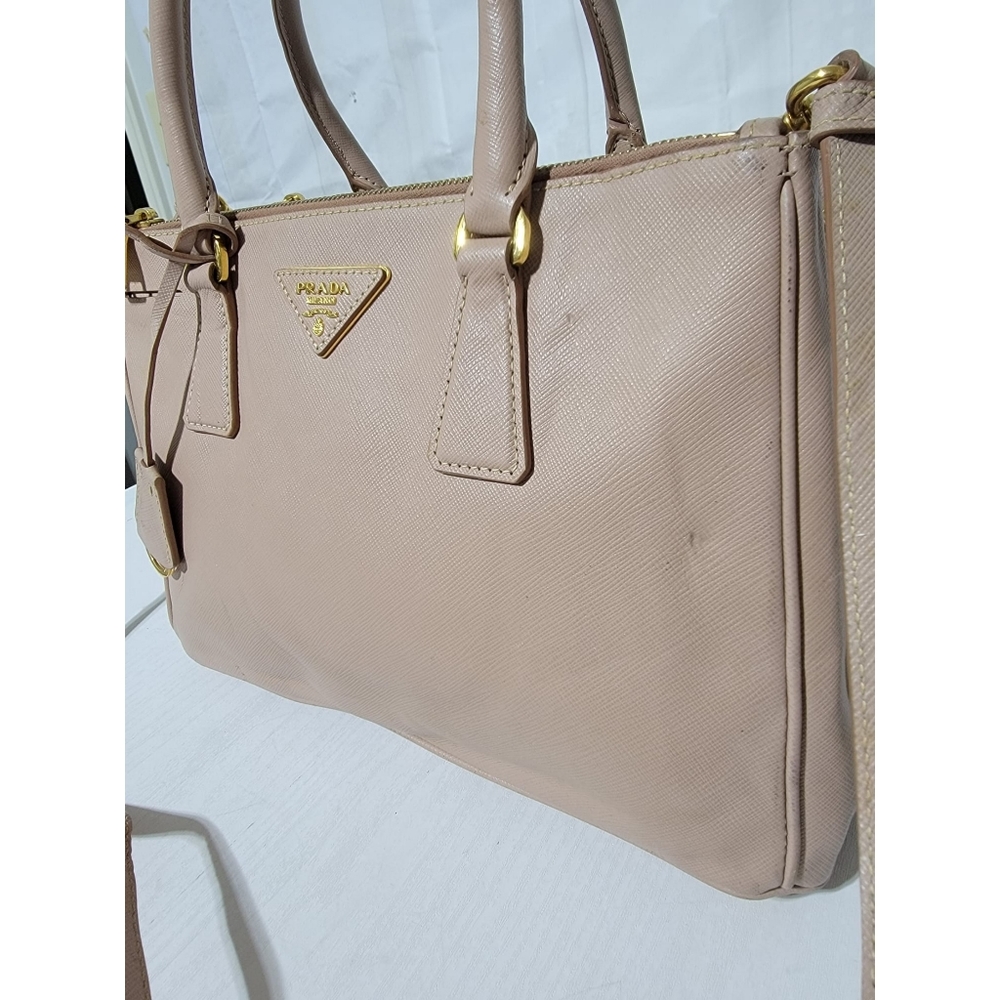 Prada Saffiano Lux Leather Small Galleria Double Zip Tote Bag Light Rose Pink - Picture 12 of 16